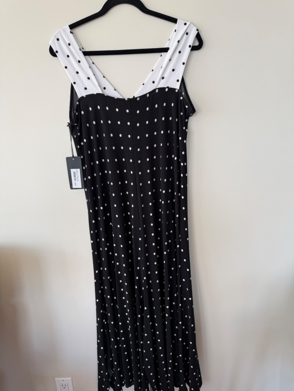 ⚫⚪ NWT Sun Kim Jessica Polka Dot Maxi Dress Size L Made in USA ⚪⚫ - Picture 3 of 9